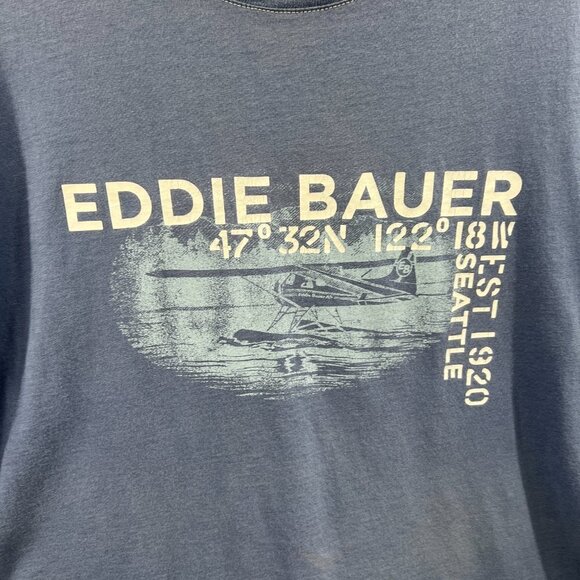 Eddie Bauer‎ Mens Shirt Extra Large Blue 100% Cotton Pullover Short Sleeve - Picture 3 of 8